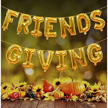Friendsgiving Gold Foil 16 Inch Balloon Banner Decor