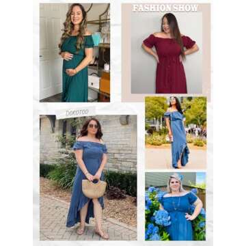 Dokotoo Womens Ladies Summer Sexy Off The Shoulder Casual Short Sleeve Button Down Maxi Midi Long Dress High Low Solid Ruffle Easter Party Dresses Black Medium