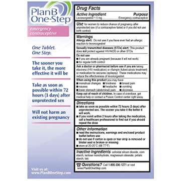 Plan B One-Step Emergency Contraceptive, 1.5 Mg (1 Tablet)