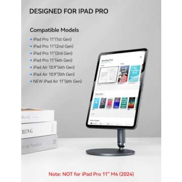 BENKS Magnetic iPad Stand Holder, Foldable Portable Tablet Holder, 360° Adjustable Rohtating Alumin...