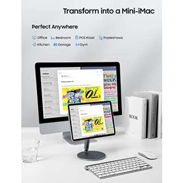 BENKS Magnetic iPad Stand Holder, Foldable Portable Tablet Holder, 360° Adjustable Rohtating Aluminium Table Stand Upgrade for Apple iPad Pro 11 Inch 1st/2nd/3rd/4th and iPad Air 4th/5th/6th-Gray