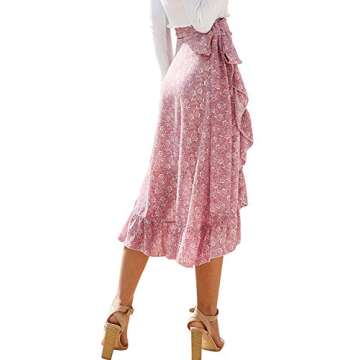 Chic BerryGo Women’s Boho Floral Maxi Skirt with Slit