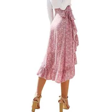Chic BerryGo Women’s Boho Floral Maxi Skirt with Slit