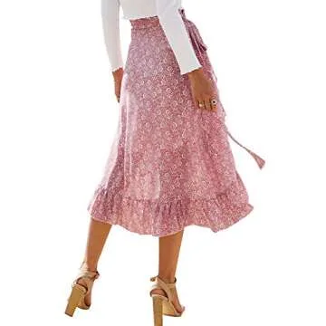 Chic BerryGo Women’s Boho Floral Maxi Skirt with Slit