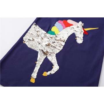 Toddler Long Sleeve Dress with Unicorn Applique
