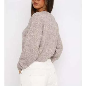 Women Y2k Crop Cardigan Sweater Crop Button Down Cardigan Cute Long Sleeve Sweater Open Front Lightweight Knit Tops A Khaki