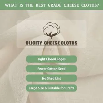 Olicity Cheese Cloths, Grade 90, 27 Sq Feet, Reusable Cheese Cloth with Closed Edges Unbleached Cotton Cheesecloth for Straining, Fine Mesh Fabric Muslin Cloth for Cooking, Rice,Sushi,Crafts - 3 Yards