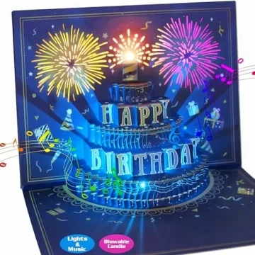 MZD8391 UPGRADED 3D Pop Up Firework Birthday Cards for All Ages