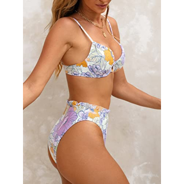 CUPSHE Floral High Waisted Bikini Set for Stylish Women