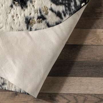 nuLOOM Iraida Contemporary Faux Cowhide Area Rug, Shaped 4x5, Black