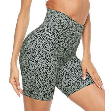 PERSIT Women's High Waist Print Workout Yoga Shorts with 2 Hidden Pockets, Non See-Through Tummy Con...