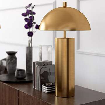 York 27" Tall Table Lamp with Metal Shade in Brass/Brass