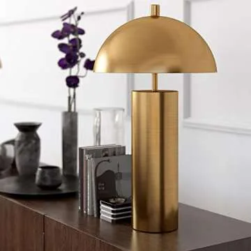 York 27" Tall Table Lamp with Metal Shade in Brass/Brass