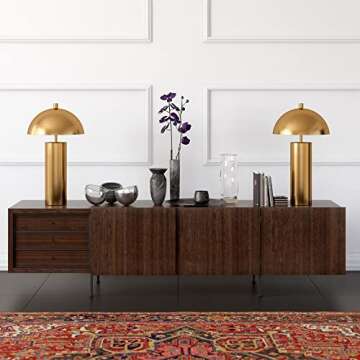 York 27" Tall Table Lamp with Metal Shade in Brass/Brass