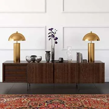 York 27" Tall Table Lamp with Metal Shade in Brass/Brass