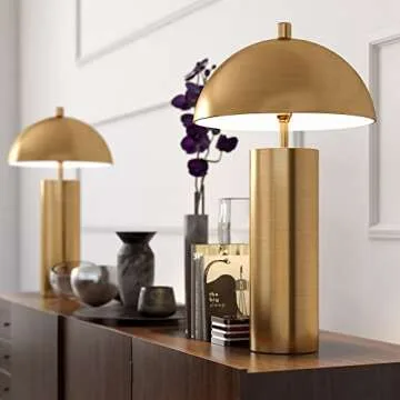 York 27" Tall Table Lamp with Metal Shade in Brass/Brass