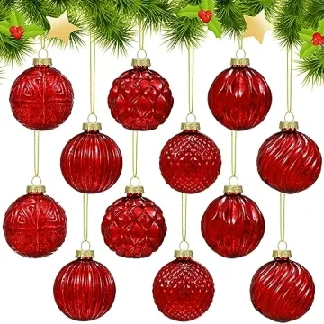 Jenaai Vintage Glass Christmas Ornaments Set - 6 Elegant Styles