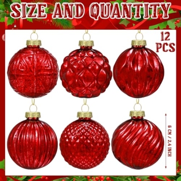 Jenaai Vintage Glass Christmas Ornaments Set 6 Styles