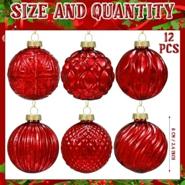 Jenaai Vintage Glass Christmas Ornaments Set 6 Styles