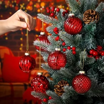 Jenaai Vintage Glass Christmas Ornaments Set 6 Styles