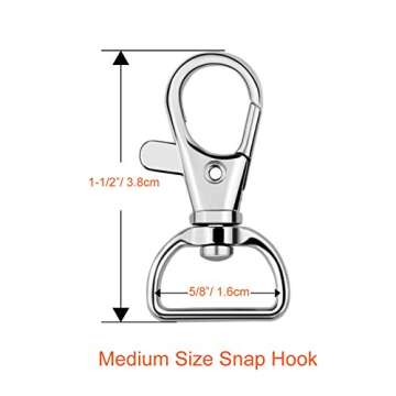 PAXCOO 100 Pcs Metal Swivel Lanyard Snap Hook with Key Rings
