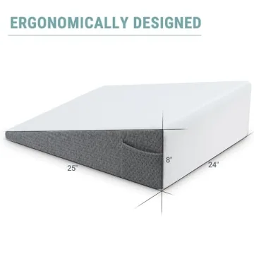 Wedge Pillow with Foam Top for Sleeping,Reading and Rest, 8 Inch Elevated Support Triangle Bed Pillow for Legs and Back Support with Washable Cover