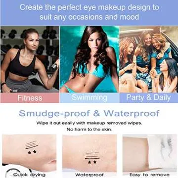 Eyeliner Stamp Wingliner Star Microblading Eyebrow Pen Natural Tattoo Eyebrow Pen Eye Liner Liquid Eyeliner Black Waterproof Eyeliner Cat Eye Winged for Women 3 in 1