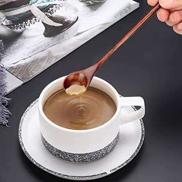 6 Pcs Small Wooden Spoons for Coffee Spoons Jars Tea Spoons Wood Teaspoons Tasting Spoon Set Teaspoon Mini Stirring Spoon Honey Spoons Tiny Mixing Spoon for Powder Dessert Table Stir Spoon