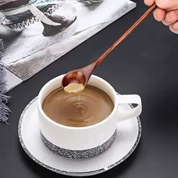 6 Pcs Small Wooden Spoons for Coffee Spoons Jars Tea Spoons Wood Teaspoons Tasting Spoon Set Teaspoon Mini Stirring Spoon Honey Spoons Tiny Mixing Spoon for Powder Dessert Table Stir Spoon