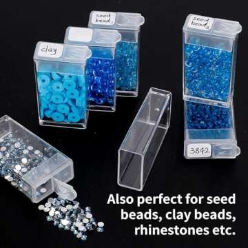 SGHUO 64 Grid Diamond Painting Storage Containers Diamond Art Accessories Tool Box Craft Storage with Adjustable Dividers for Beads, Art DIY, Crafts, Jewelry, Plastic Organizer with Label Stickers