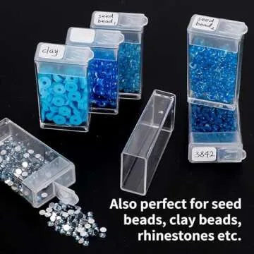 SGHUO 64 Grid Diamond Painting Storage Containers Diamond Art Accessories Tool Box Craft Storage with Adjustable Dividers for Beads, Art DIY, Crafts, Jewelry, Plastic Organizer with Label Stickers