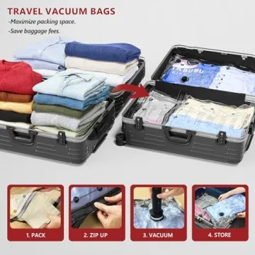 SUOCO 18 Pack Travel Vacuum Bags for Clothing with Rechargeable Pump, Compression Seal Packing Cubes...