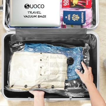SUOCO 18 Pack Travel Vacuum Bags with Rechargeable Pump