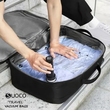 SUOCO 18 Pack Travel Vacuum Bags with Rechargeable Pump