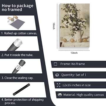 Antique Vintage Flower Canvas Wall Art for Home Décor