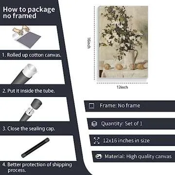 Antique Vintage Flower Canvas Wall Art for Home Décor