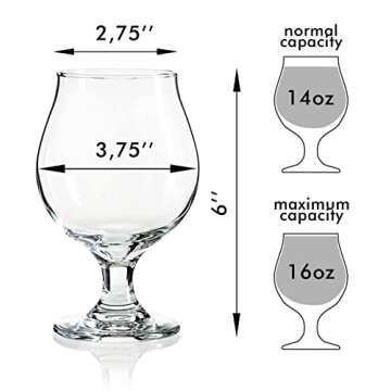 ECODESIGN-US Beer Glasses Belgian Style Tulip - 16 Oz - Set of 2 w/Coasters - Birthday Housewarming ...