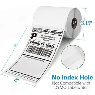 LotFancy 4x6 Thermal Labels - 1000 Shipping Labels, 4 Rolls, Compatible with Rollo & Zebra