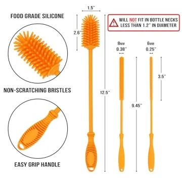 12.5" Silicone Bottle Brush Set for Easy Cleaning