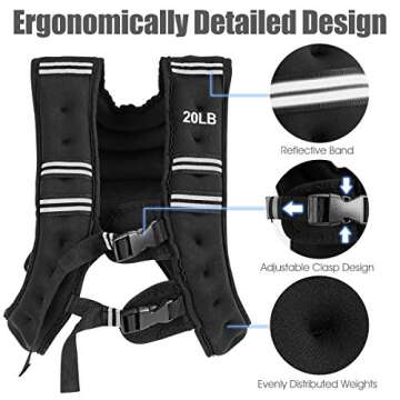 Goplus Weighted Vest, 12lb/16lb/20lb/30lb Weight Vest Workout Equipment with Reflective Stripe for Fitness, Strength Training, Running, Body West for Men Women Kids