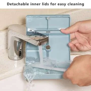 FYY Daily Pill Organizer,7 Compartments Portable Travel Pill Case/Box for Purse Pocket to Hold Vitamins,Cod Liver Oil,Supplements and Medication-SkyBlue, [Folding Design]