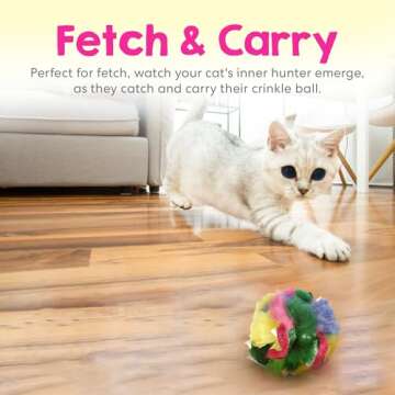 Cat Crinkle Balls 1.5 Inch (12-Pack) - Mini Crinkle Cat Toys for Indoor Cats - Multi-Color Crinkle Cat Toy - Cat Toys Crinkle Balls to Keep Fit and Active - Canadian-Made Crinkle Balls for Cats