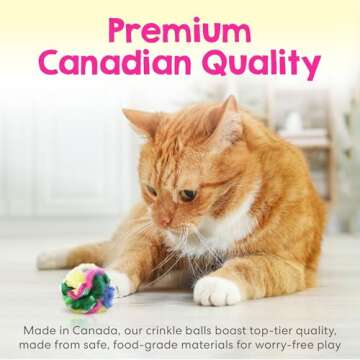 Cat Crinkle Balls 1.5 Inch (12-Pack) - Mini Crinkle Cat Toys for Indoor Cats - Multi-Color Crinkle Cat Toy - Cat Toys Crinkle Balls to Keep Fit and Active - Canadian-Made Crinkle Balls for Cats