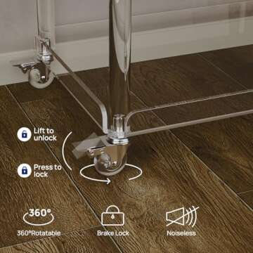 HMYHUM Acrylic Bar Cart with Lockable Wheels - 3-Tier Storage