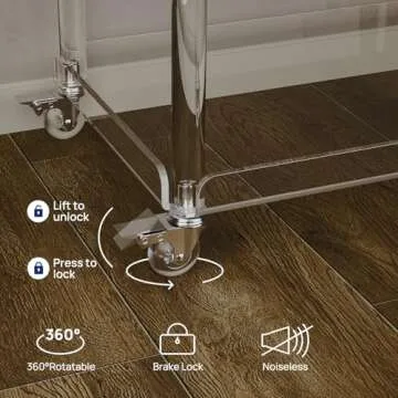 HMYHUM Acrylic Bar Cart with Lockable Wheels - 3-Tier Storage