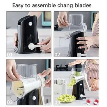 VEKAYA Rotary Cheese Grater - 5 Blades, Easy to Clean & Use