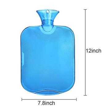 All one tech Transparent Classic Rubber Hot Water Bottle with Knit Cover - Blue