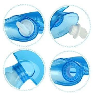 All one tech Transparent Classic Rubber Hot Water Bottle with Knit Cover - Blue