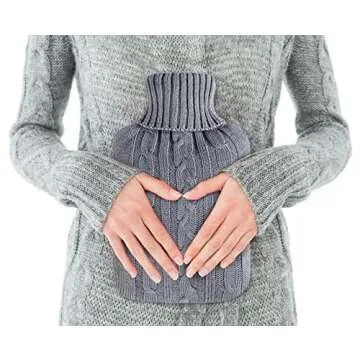 All one tech Transparent Classic Rubber Hot Water Bottle with Knit Cover - Blue