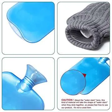 All one tech Transparent Classic Rubber Hot Water Bottle with Knit Cover - Blue